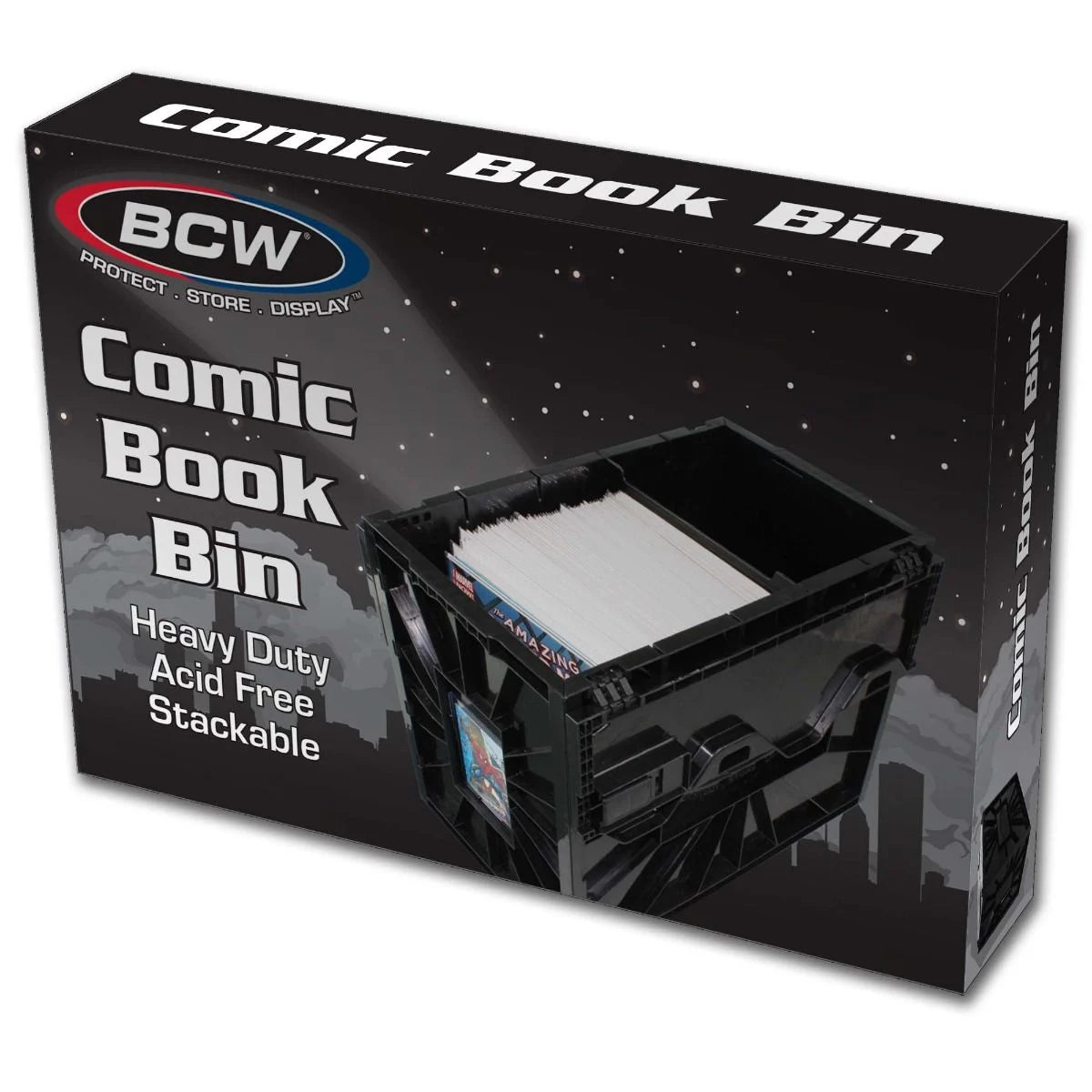 Short Comic Book Plastic Bin - Black