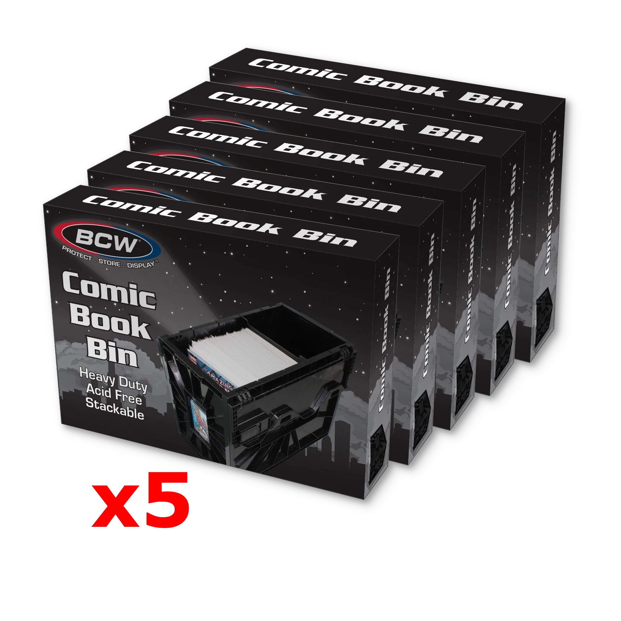 Short Comic Book Plastic Bin - Black