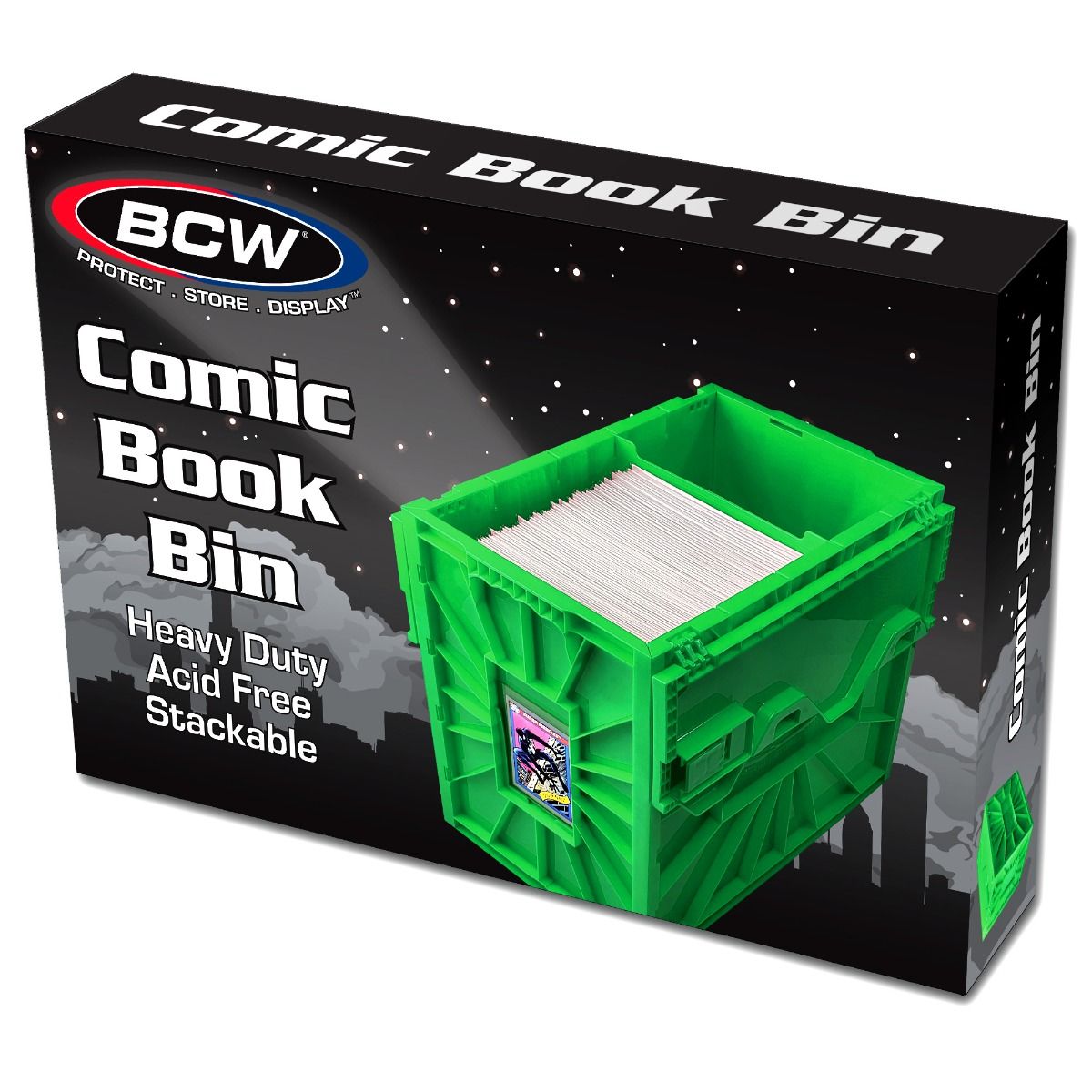Short Comic Book Plastic Bin - Green