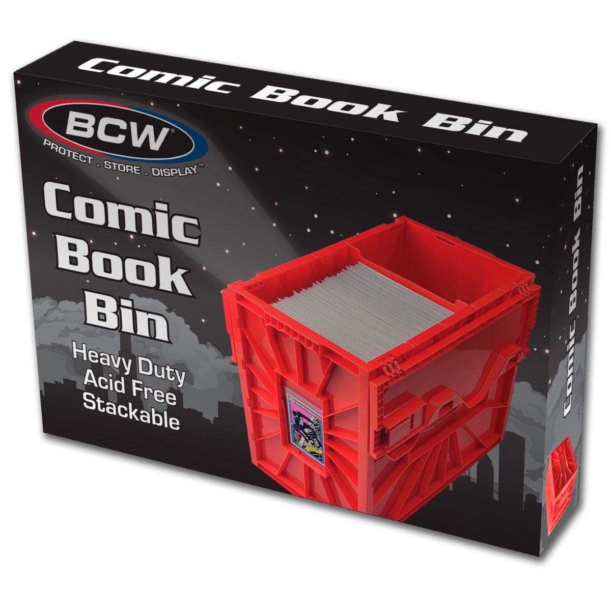 Short Comic Book Plastic Bin - Red