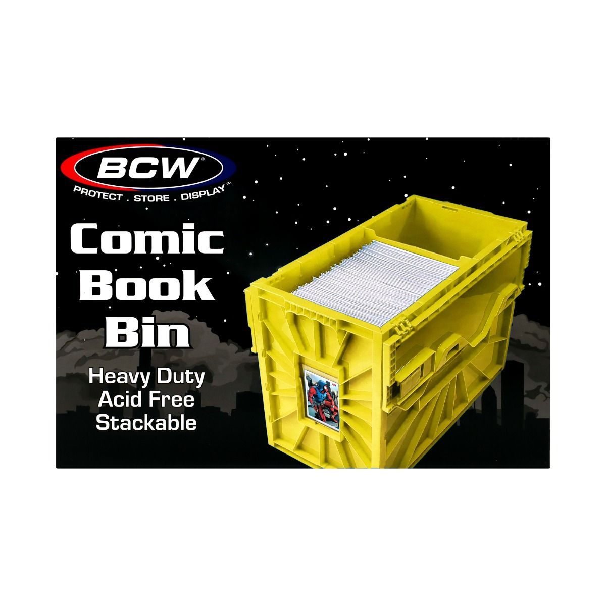 Short Comic Book Plastic Bin - Yellow