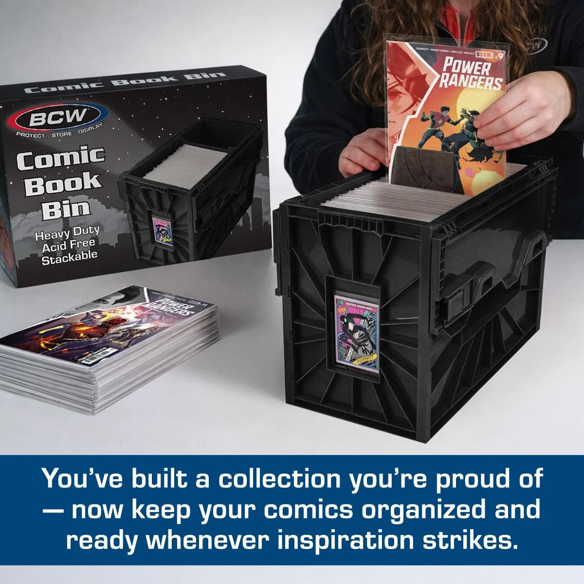Short Comic Book Plastic Bin - Black