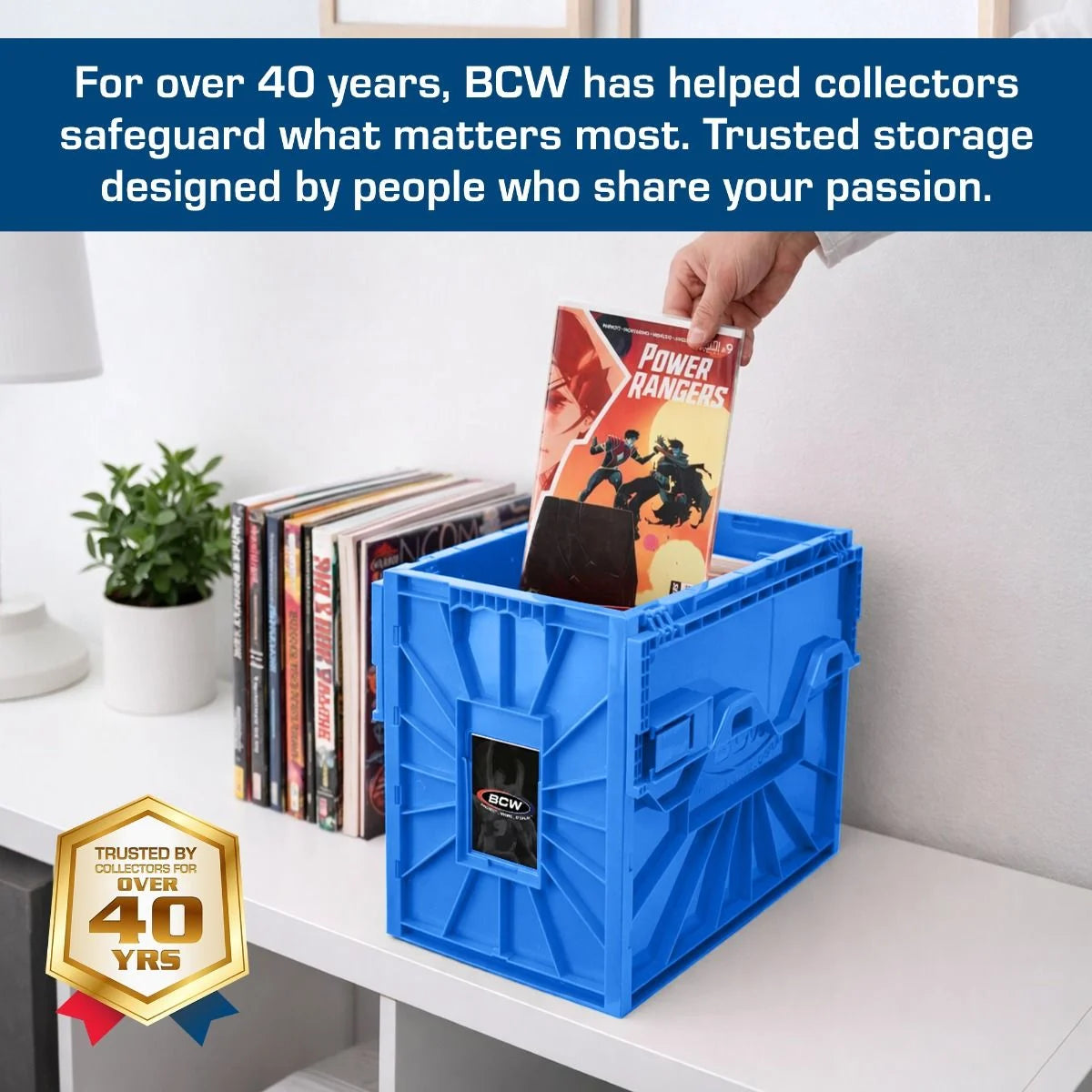 Short Comic Book Plastic Bin - Blue