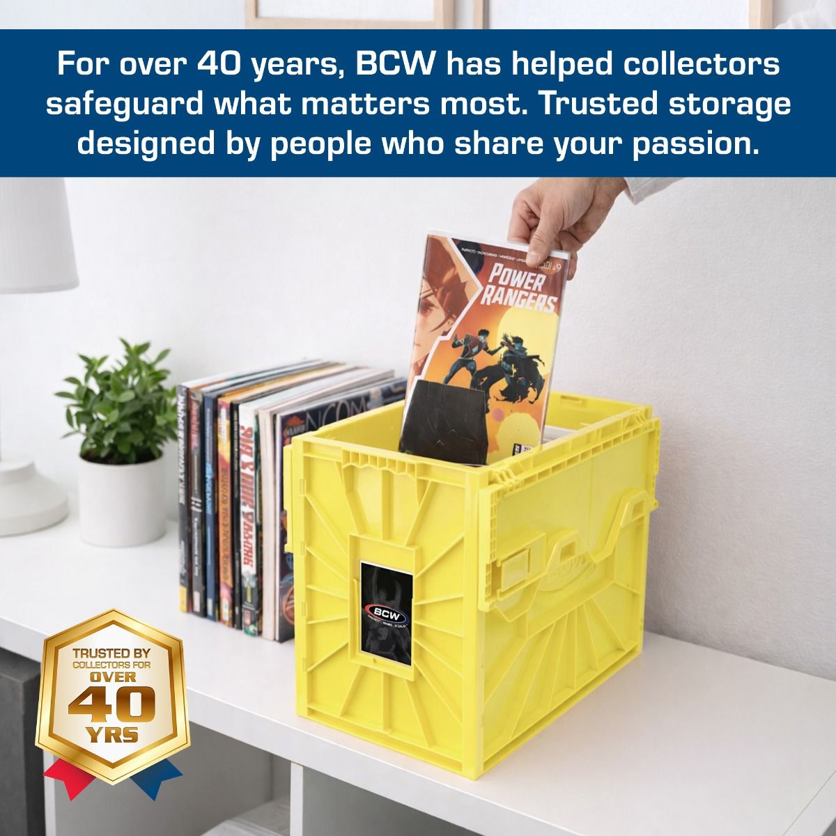 Short Comic Book Plastic Bin - Yellow