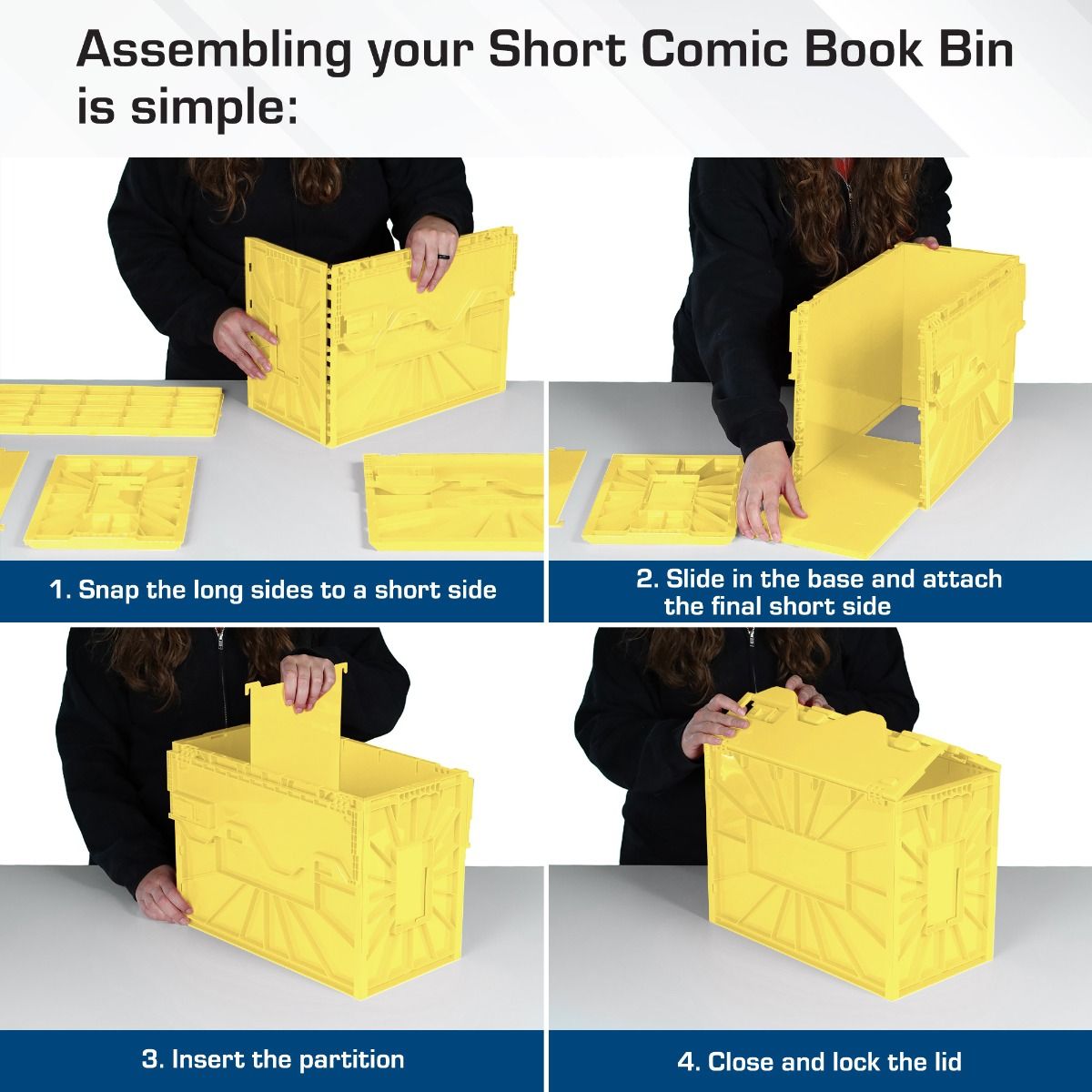 Short Comic Book Plastic Bin - Yellow