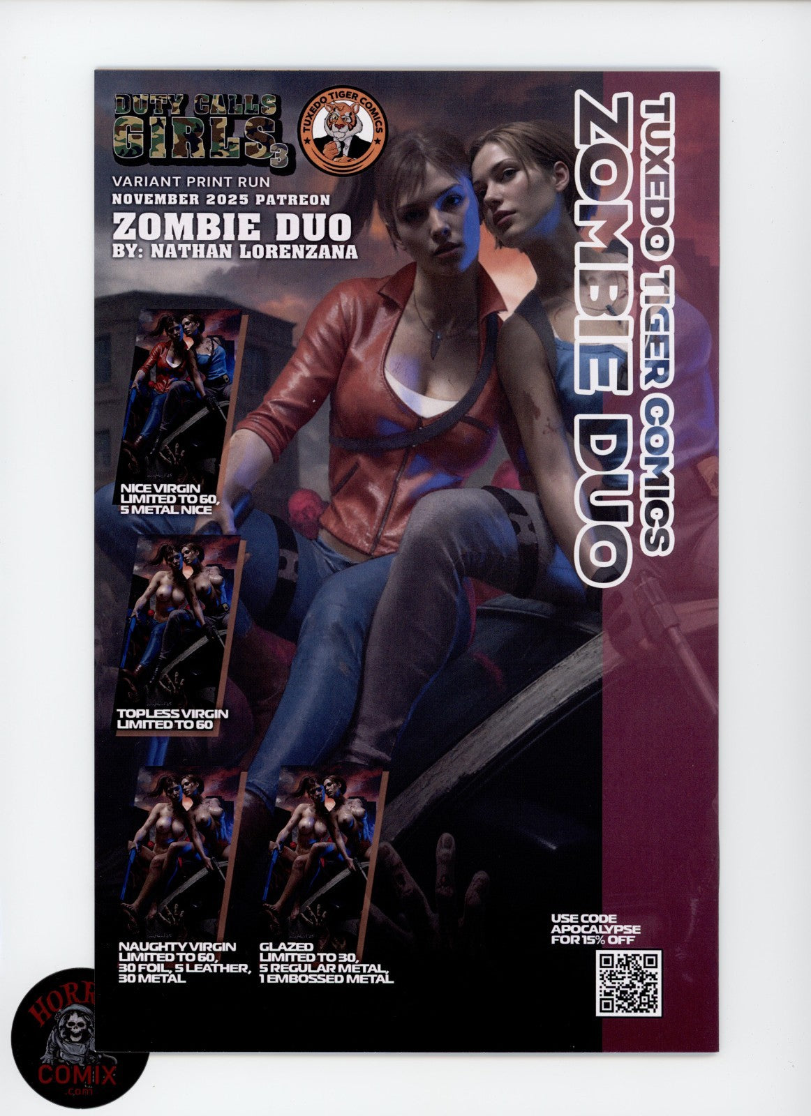 Duty Calls Girls 3 "Zombie Duo" Naughty PE Exclusive 53/60 By Nathan Lorenzana