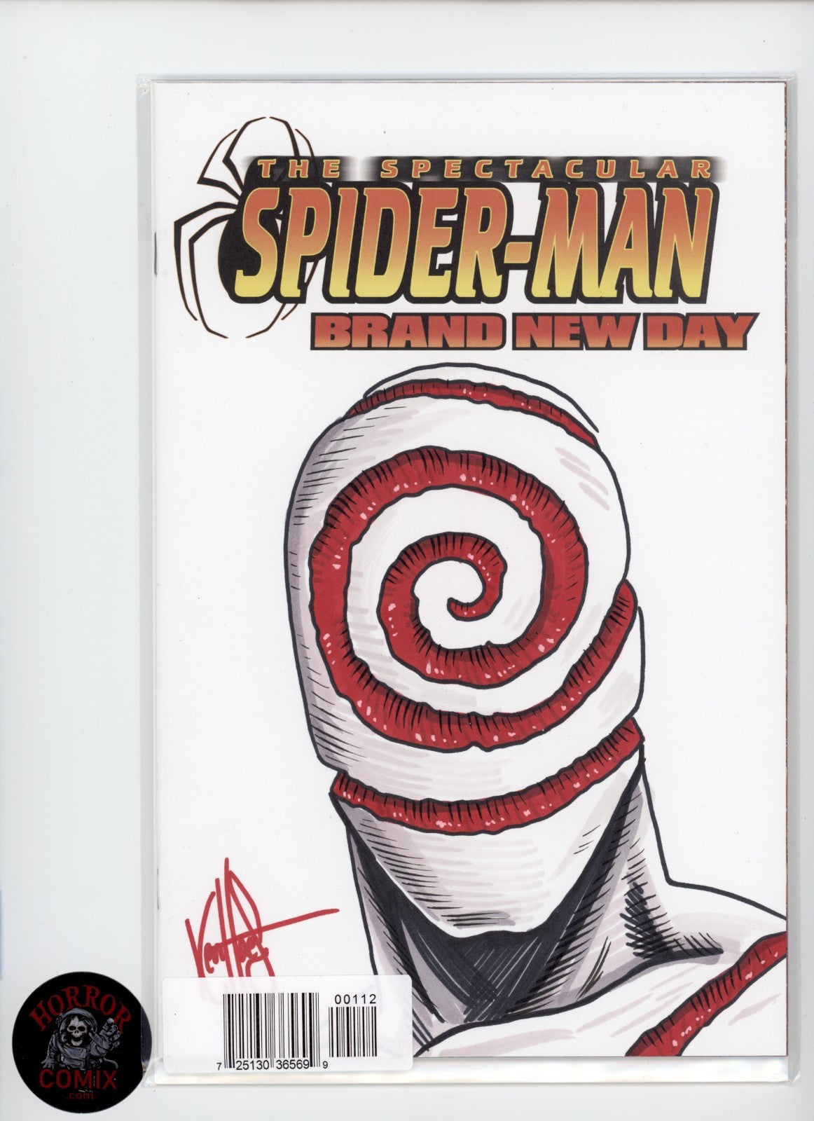 SPIDER-MAN BRAND NEW DAY #1 BLANK VARIANT SIGNED AND SKETCHED TORMENT by HAESER
