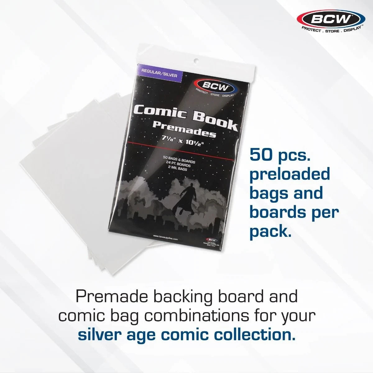 BCW - Resealable Silver Comic Bags & Silver Comic Boards - Multiple Quantities