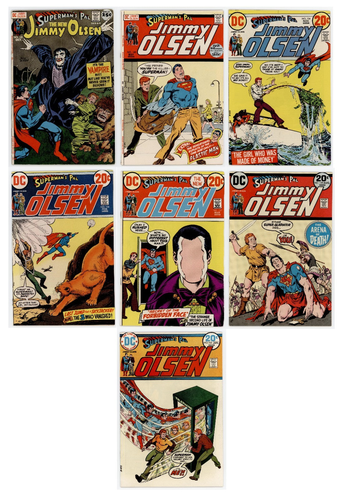 Superman's Pal Jimmy Olsen LOT x7 #142 #149 #154 #156 #157 #159 #162 - 1971-1974