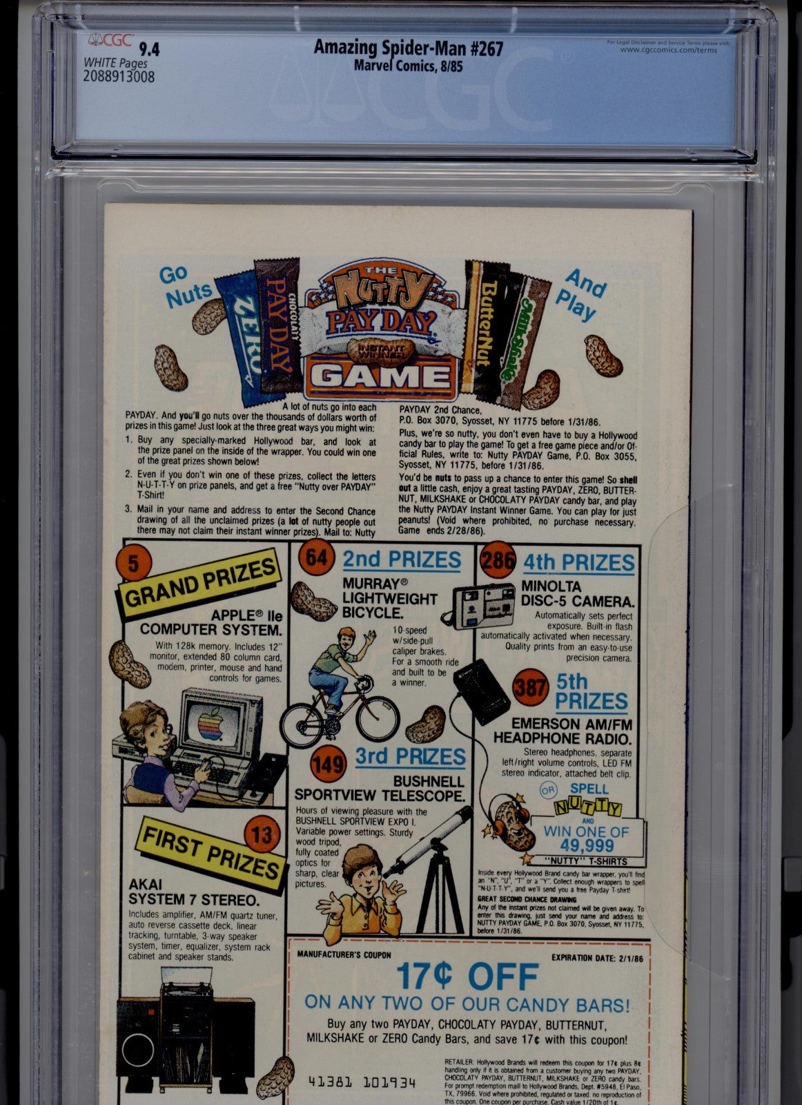Amazing Spider-Man #267 CGC 9.4 White Pages Marvel Comics - 1985