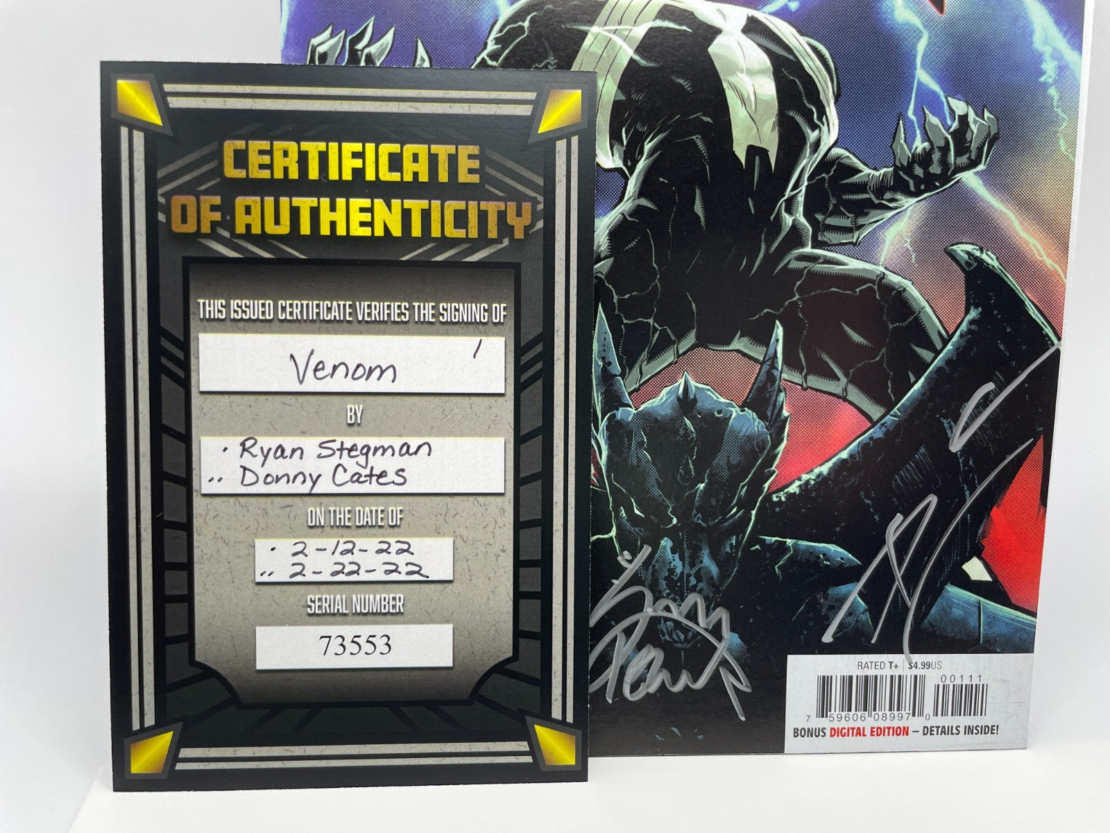 Venom #1 Vol. 4 DOUBLE SIGNED Stegman - Cates - COA - Marvel Comics Variant 2018
