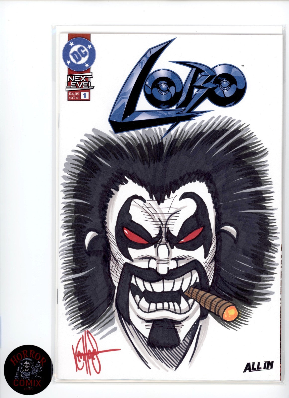 LOBO #1 SIGNED w/ SKETCH OF LOBO BY KEN HAESER - DF & DC Comics - 2026  -v2