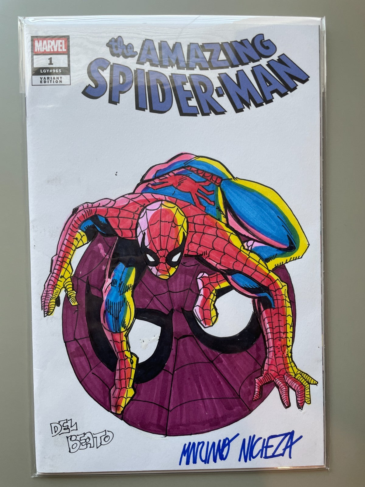 THE AMAZING SPIDER-MAN #1 COVER ART SKETCH by MARIANO NICIEZA & JOE DELBEATO