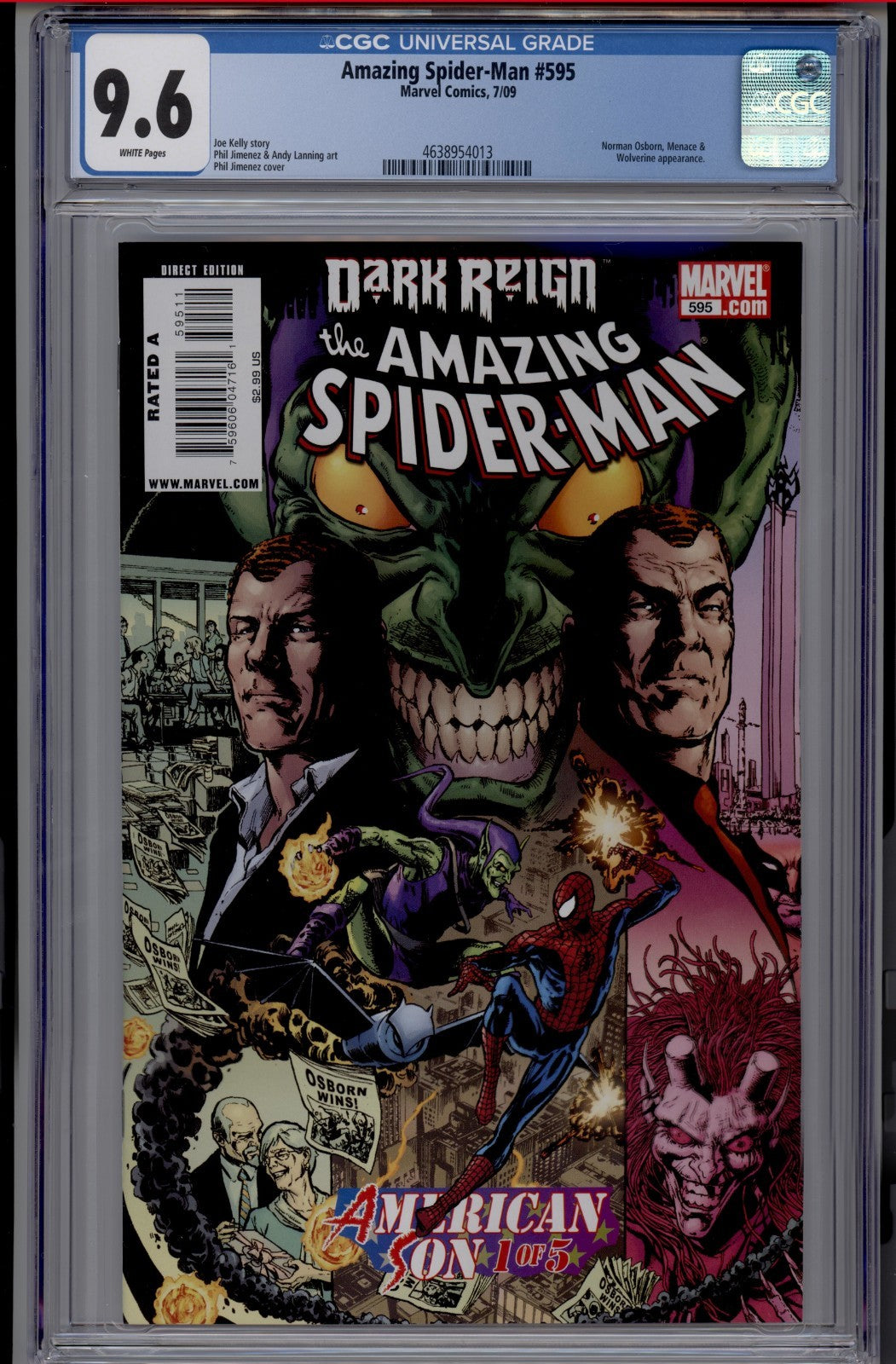 Amazing Spider-Man #595 CGC 9.6 Marvel Comics Norman Osbourne Wolverine - 2009