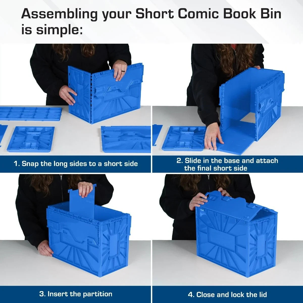 1 Case (5) BCW Blue Short Comic Book Box Bin - Acid Free Heavy Duty Plastic
