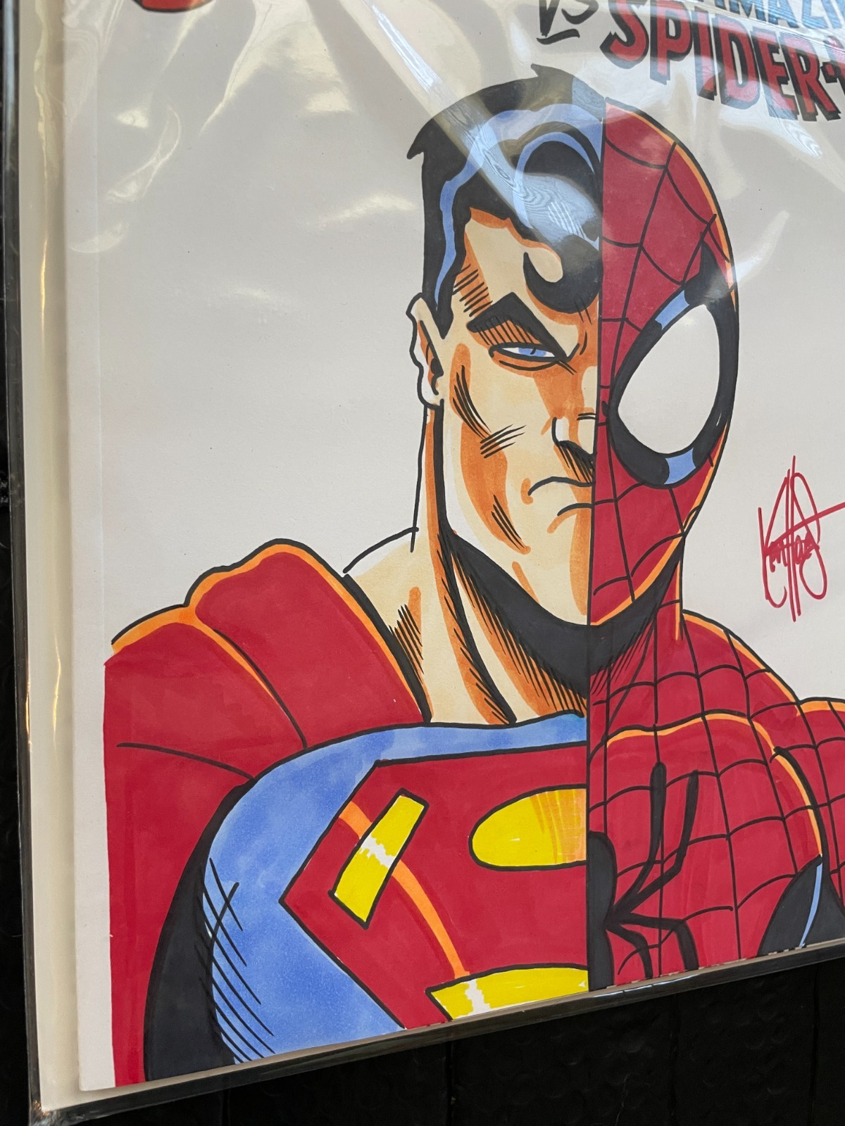 SUPERMAN VS AMAZING SPIDERMAN #1 50TH TREASURY BLANK SIGNED & SKETCH KEN HAESER