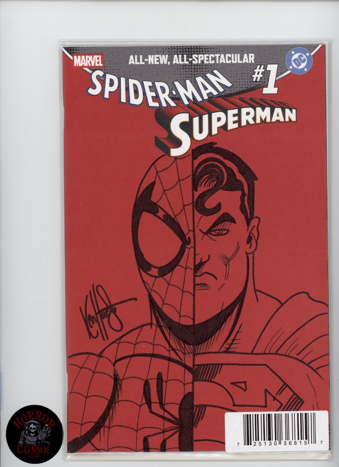 MARVEL/DC SPIDERMAN/SUPERMAN #1 RED BLANK SIGNED & SKETCH BY KEN HAESER - 2026