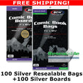 BCW - Resealable Silver Comic Bags & Silver Comic Boards - Multiple Quantities