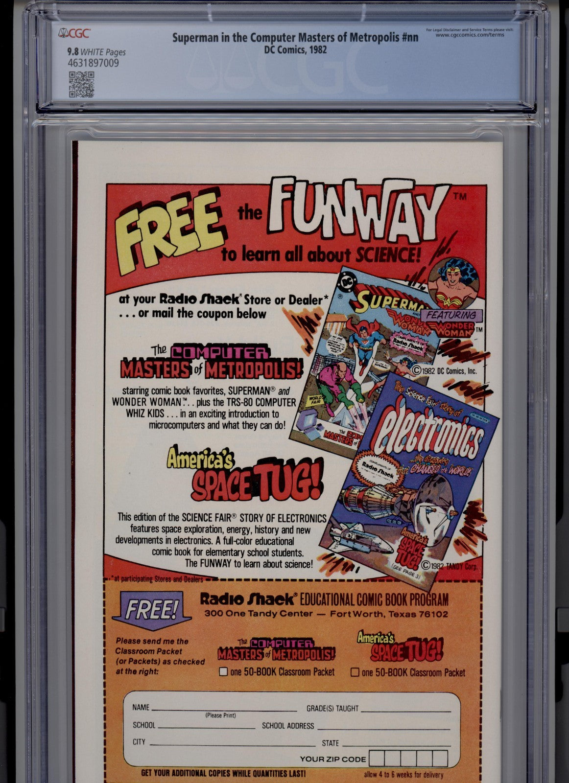 Superman In The Computer Masters Of Metropolis #nn CGC 9.8 Radio Shack - 1982