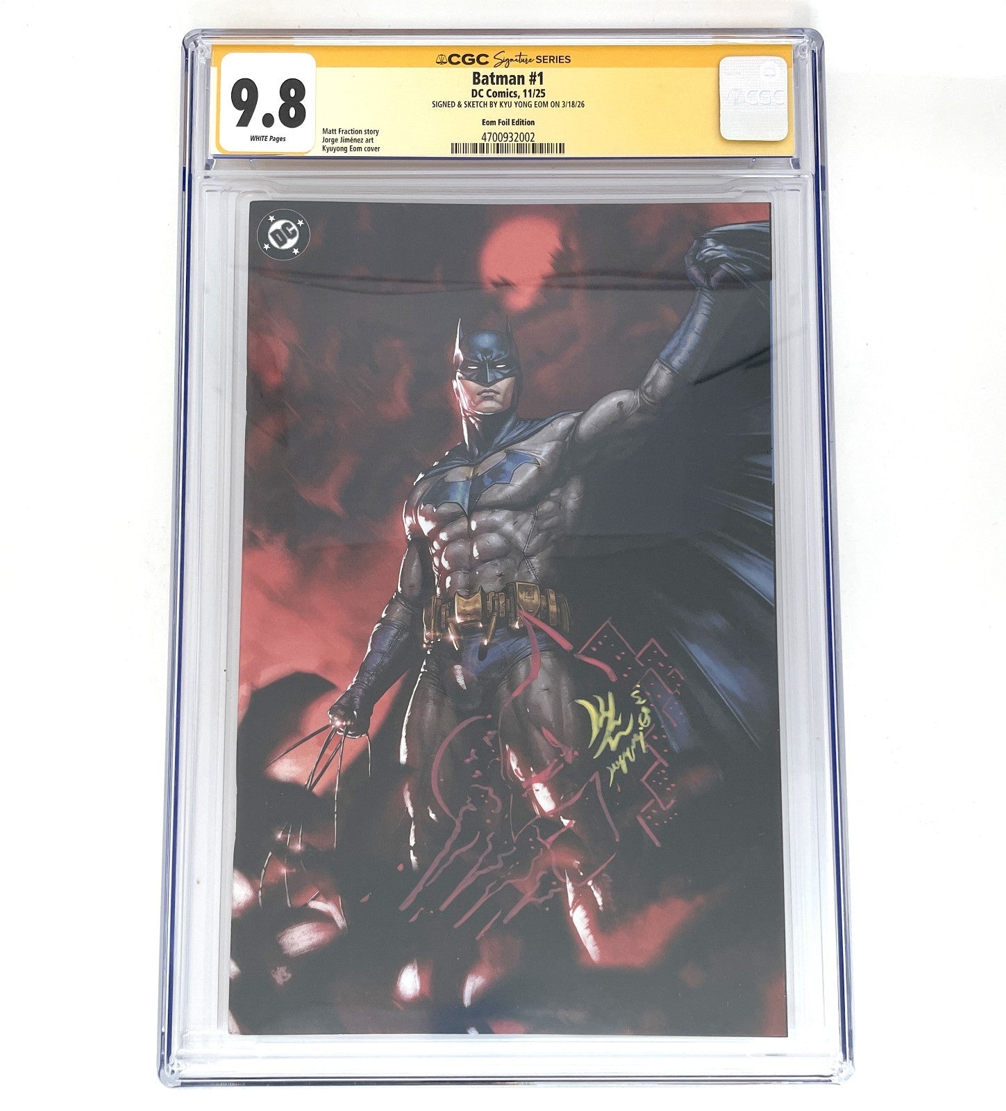 Batman #1 Kyuyong EOM Foil Edition 11/25 CGC SS 9.8 Signed & Sketch by EOM