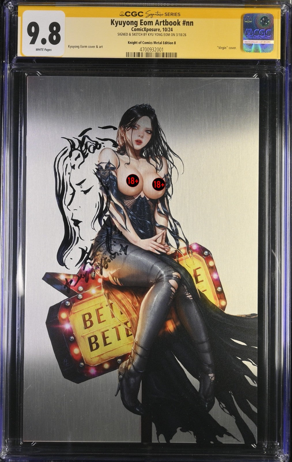 Kyuyong EOM Artbook #nn Metal Virgin Topless CGC SS 9.8 Signed & Sketch by EOM