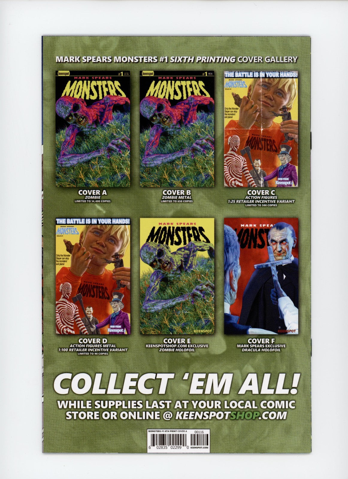Mark Spears Monsters #1A (CF) Sixth Printing Zombie Keenspot Comics 2024
