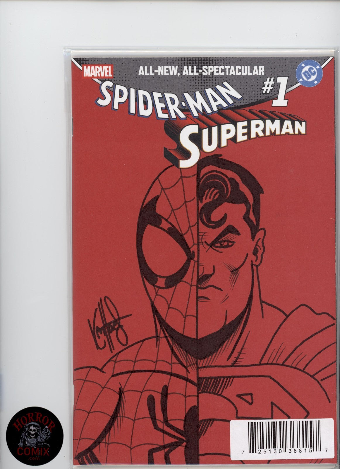 MARVEL/DC SPIDERMAN/SUPERMAN #1 RED BLANK SIGNED & SKETCH BY KEN HAESER - 2026