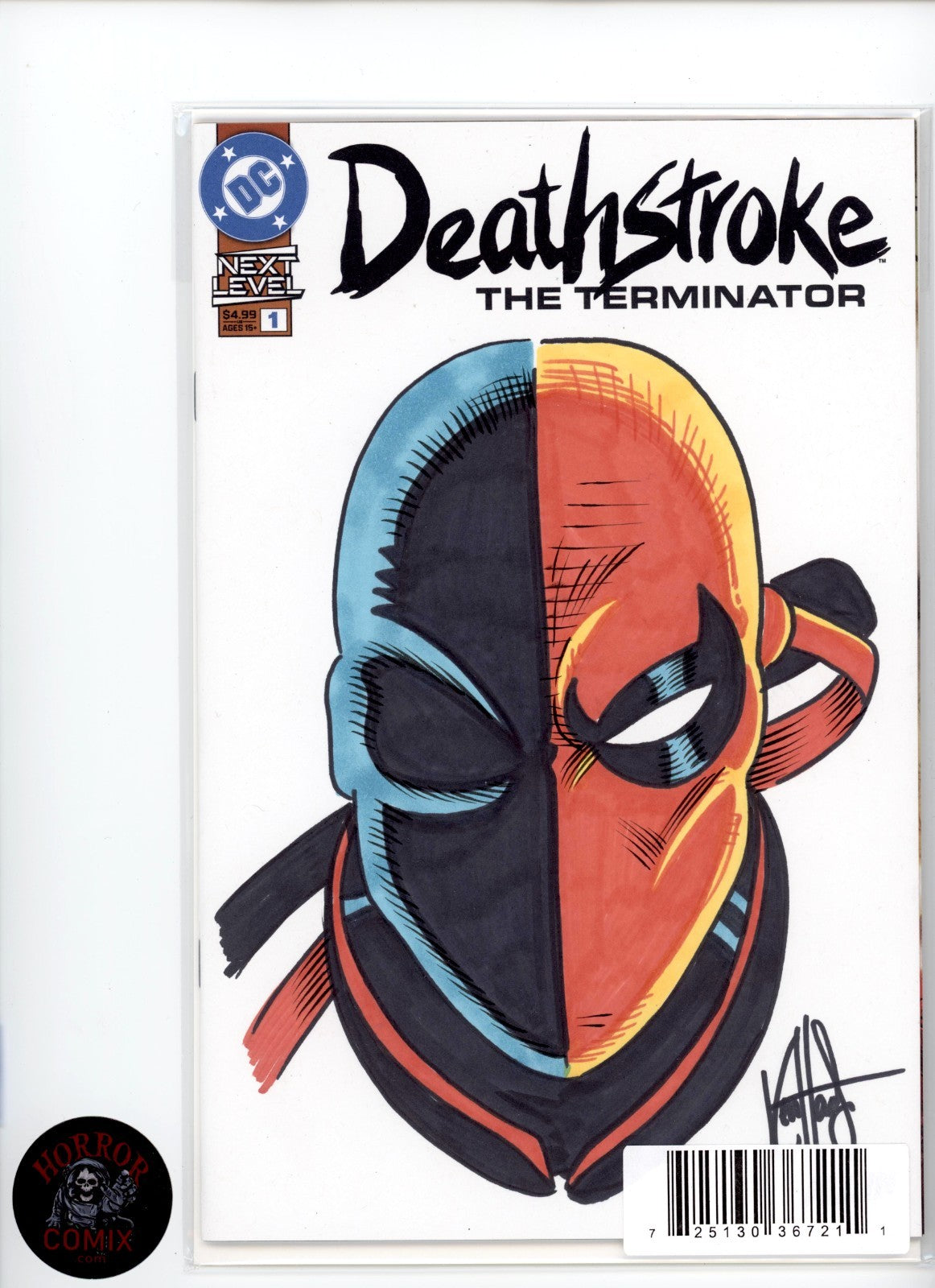 DEATHSTROKE THE TERMINATOR #1 BLANK VARIANT SIGNED AND SKETCHED BY KEN HAESER